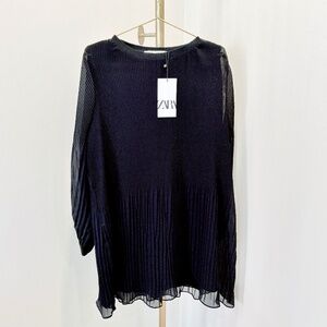 Brand new with tag! Zara black chiffon pleated midi dress